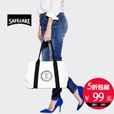 safelake女士包包2016新款帆布包手提包大容量撞色百搭女包大包潮