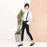 ANN2016秋新款 iFashion 纯色中腰休闲裤九分减龄背带裤女CX122