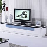 华人顾家 简约现代黑白烤漆钢化玻璃地柜 时尚电视机柜茶几组合
