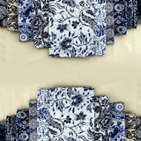 青花瓷布料 中国风复古蓝色水墨画仿蜡染棉麻印花布窗帘抱枕桌布