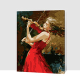 特价包邮diy数字油画 客厅抽象人物大幅手绘填色装饰画 提琴女孩