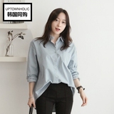 韩国正品uptownholic秋季女装纯色宽松版衬衫