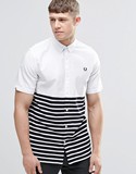 英国代购 正品 Fred Perry Shirt 男装新款条纹修身纯棉衬衫05.28
