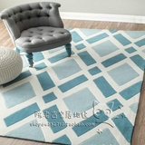 地中海蓝色格子地毯客厅茶几地毯卧室床边玄关手工地毯特价地毯