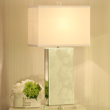 现代简约玻璃水晶台灯欧式卧室床头灯时尚方形客厅背景墙装饰台灯