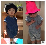 韩国代购婴儿服 夏季新款婴幼儿牛仔连身衣男女童连体衣爬服