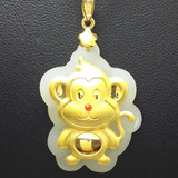 足金项链黄金猴吊坠3D生肖金猴小孩婴儿满月礼物可爱小猴子金饰品