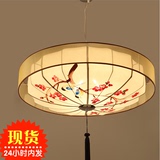 新中式布艺吊灯创意艺术手绘灯笼餐厅茶楼过道荷花吸顶灯仿古灯具