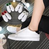 韩版夏季新款小白鞋女真皮绿尾运动鞋低帮厚底休闲板鞋学生平底鞋