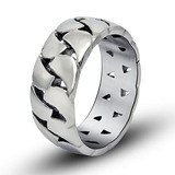 镂空锁链创意礼物复古朋克风男士款戒指简约光面钛钢饰品指环