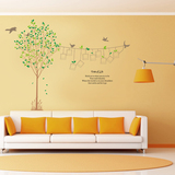 家装贴画墙壁客厅温馨卧室床头装饰电视背景墙贴纸小鸟绿树相框贴