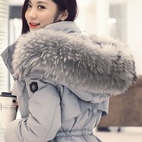 2015韩版羽绒服女中长款收腰加厚修身奢华大毛领羽绒棉衣冬装外套