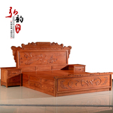 红木床 檀雕100%花梨木家具 中式明清古典缅甸花梨双人床 1.8米床