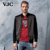 VJC威杰思男士外套秋季夹克 新款拼接袖针织外套男士休闲夹克