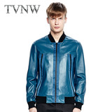 TVNW2015新款男士纯色真皮衣韩版修身立领夹克短款绵羊皮外套6329