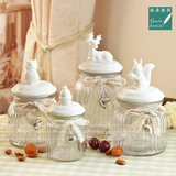 欧式创意玻璃密封罐糖干果零食收纳罐子茶叶罐厨房用品杂粮储物罐
