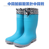 鞋套鞋卸棉套加绒中筒时尚雨靴可爱韩版水靴水冬季保暖雨鞋女可拆