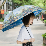 欧美蓝天白云创意复古雨伞双层折叠韩国油画遮阳伞太阳伞防紫外线