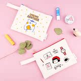 韩国正品gracebell创意女孩卡通帆布化妆包充电器宝包手拎手拿包