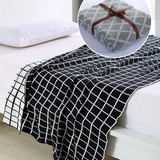 美式时尚抽象图休闲纯棉线休闲毯 空调毛巾被毛线床尾巾黑色灰色