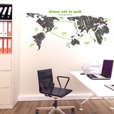 公司办公室大型墙贴纸创意地图贴画宿舍客厅书房沙发墙背景墙壁纸