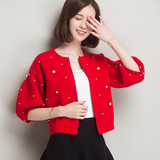 2015秋季新品韩版针织衫女开衫短款小外套大码宽松纯色毛衣女潮