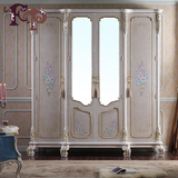 FP法式家具欧式风格雕花衣柜 宫廷式衣橱简欧实木四门衣柜带镜子