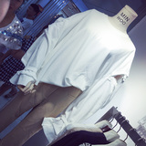 韩国ulzzang2016秋装新款minwoo个性露背宽松镂空长袖白色卫衣女