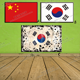 韩国国旗料理店烧烤店烤肉店自助餐装饰画现代无框画挂画壁画墙画