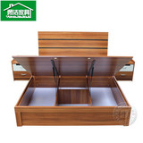 简约现代床实木质板式床1.5米储物床双人床1.8米高箱床气压气动床