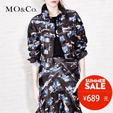 MO&Co.摩安珂2015春季女装短款外套 翻领印花口袋MA151COT02 moco