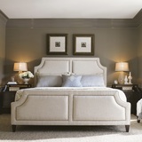 实木软包双人床定制 米白色亚麻软包1.8米大床 现代简约时尚床