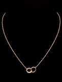 美国代购正品 Cartier/卡地亚 LOVE系列时尚玫瑰金双环镶钻项链