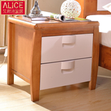 地中海复古床头柜欧式床头柜现代简约经济型卧室实木床头柜储物柜
