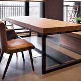 实木美式复古铁艺办公桌酒吧桌工作台长方桌餐桌铁艺简约