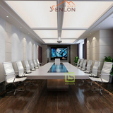 SENLON白色烤漆镜面不锈钢脚创意会议桌简约现代时尚洽谈桌办公桌