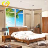 高档实木储物高箱床1.8m婚床现代中式双人床卧室家具白蜡木实木床