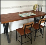 欧式铁艺做旧复古餐桌椅组合实木餐桌长方形餐桌客厅休闲桌椅