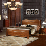 包邮特价 高档橡木床 实木床双人床现代白色中式床1.8米1.5米