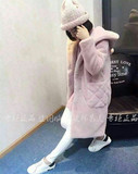 超逸世家1618正品韩版羊羔毛中长款女装连帽修身加厚外套2015冬