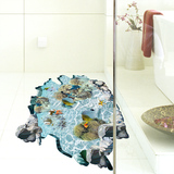 海小鱼3D立体墙贴纸地面装饰防水防滑地贴地板贴画卫生间浴室珊瑚