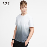 A21男装宽松型圆领短袖t恤衫特白渐变2016夏季新款时尚流行舒适t