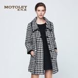 Motoley/慕托丽2015秋冬新款气质千鸟格呢子大衣外套女MO919067