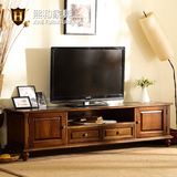 全实木电视柜简约美式乡村新古典电视机影墙柜环保水性漆客厅家具