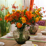 欧式古典浮雕高档彩色大玻璃花瓶花艺 插花专用花器 家居餐桌摆件