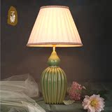 正品优质Q灯饰中式陶瓷台灯绿色复古温馨大气书房装饰卧室温馨床