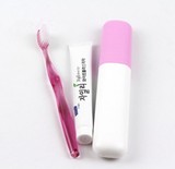 韩国进口牙膏牙刷漱口杯套装 旅行牙具筒 便携式牙刷盒--2个包邮
