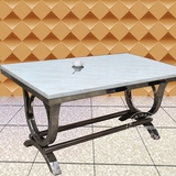阿里爱心简约现代小户型家具创意酒店长方形家用大理石不锈钢餐桌