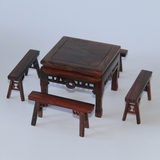 红木工艺小摆件中式仿古明清微缩微型家具模型红酸枝长凳方桌组合