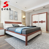 掌心铭居 简约现代实木床1.8米 中式1.5米双人床白橡木床大床婚床